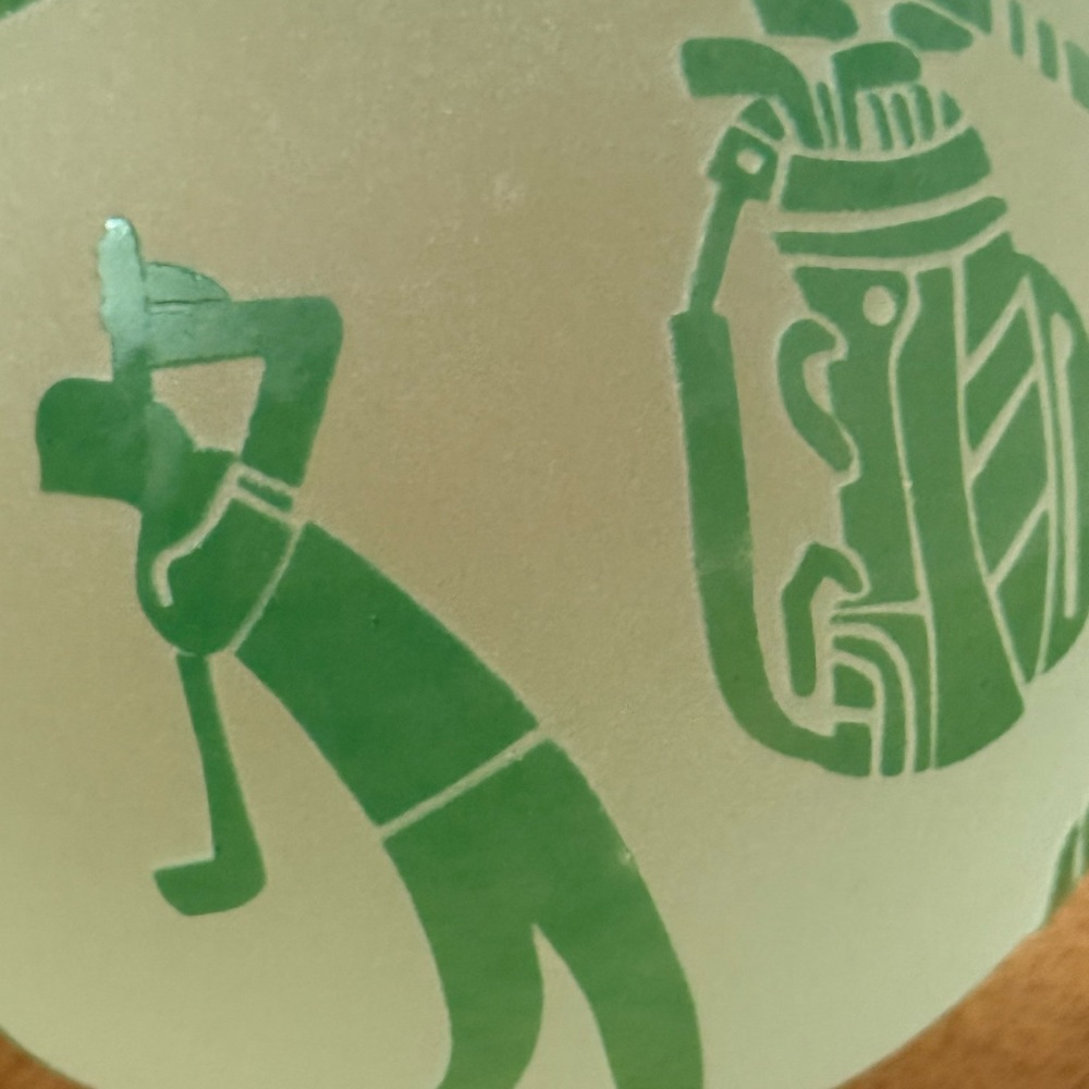Vintage Correia Frosted Cameo Green Dimensional GolfersArt Glass Paperweight.